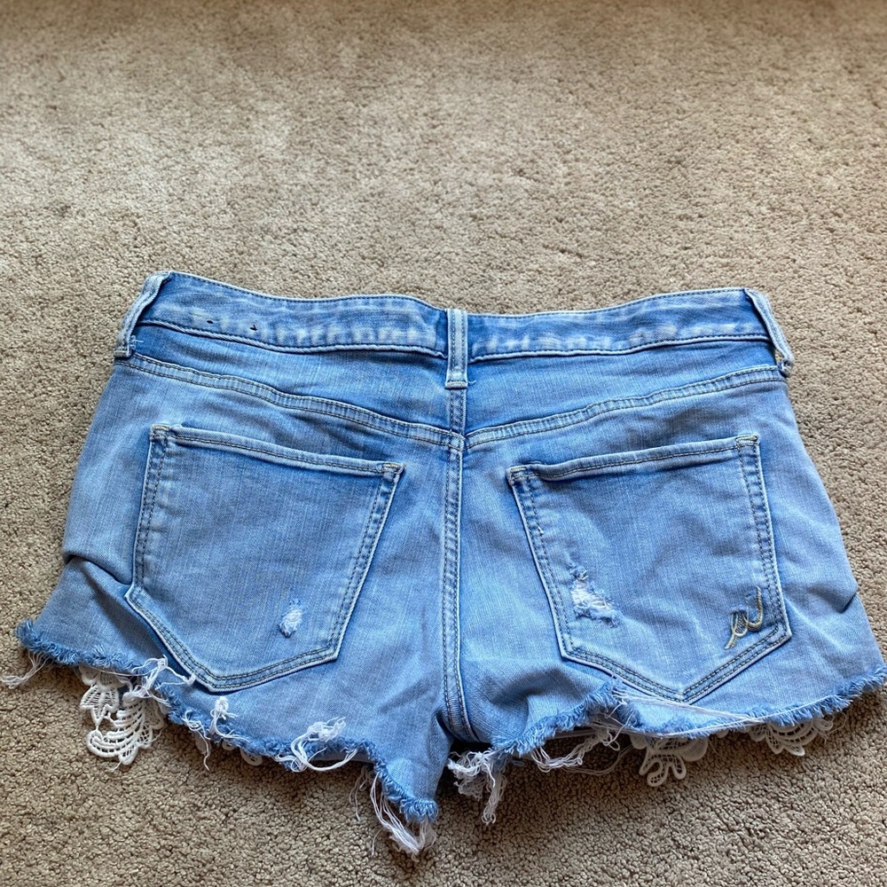 Express Blue Distressed Jean Shorts